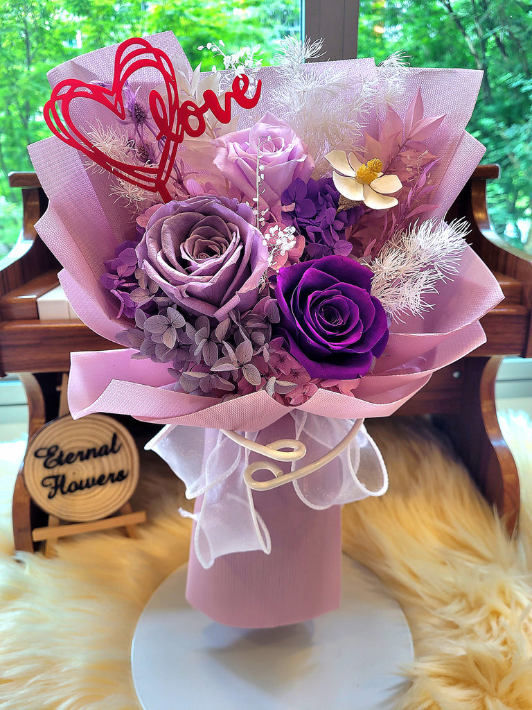 High Esteem Preserved Flowers Bouquet. 100% High Quality Real Flowers.