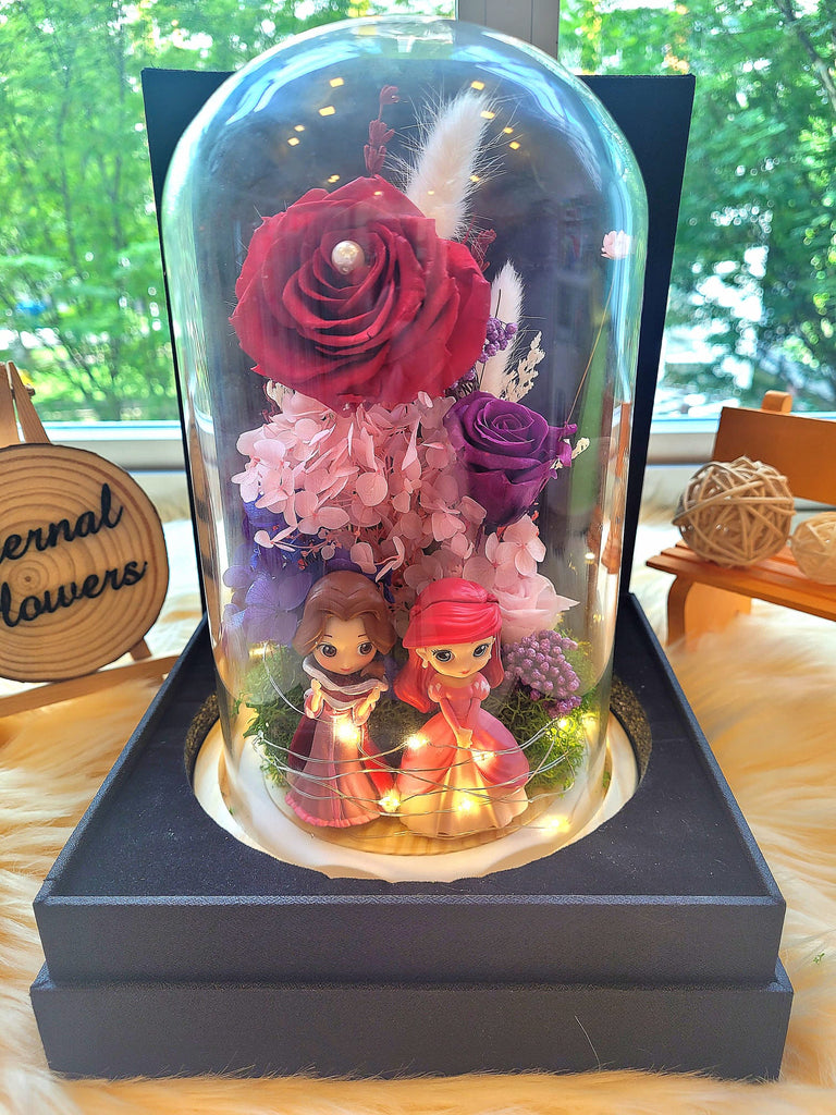 2 Disney Princesses Special Edition 1 Preserved Flower Dome With Red Roses And Same Day Delivery