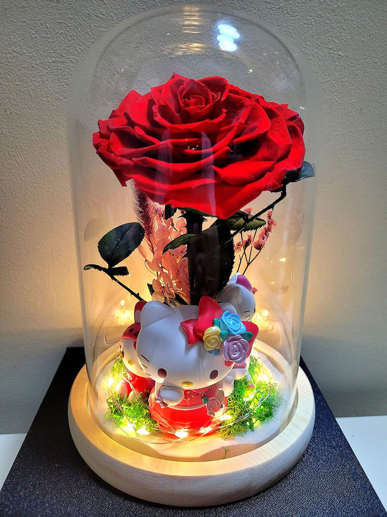 3 Hello Kitty In A Deluxe Series Preserved Flower Dome With Same Day Delivery