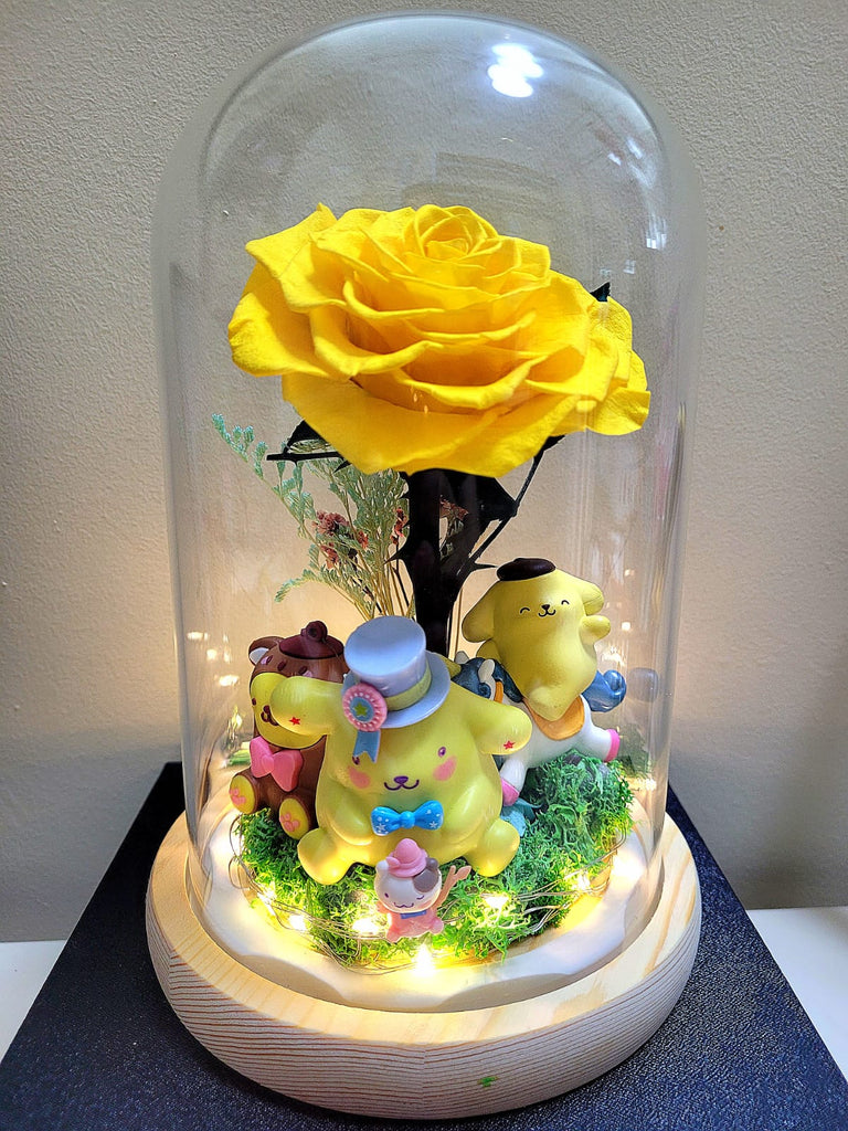 3 Pompompurin In A Deluxe Series Preserved Flower Dome With Same Day Delivery