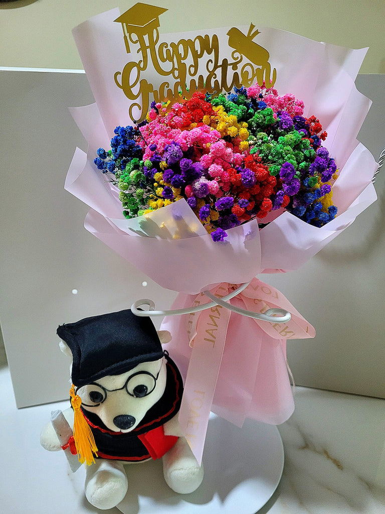 Graduation Bouquet: Eternal Blossoms Preserved Baby's Breath Bouquet v2