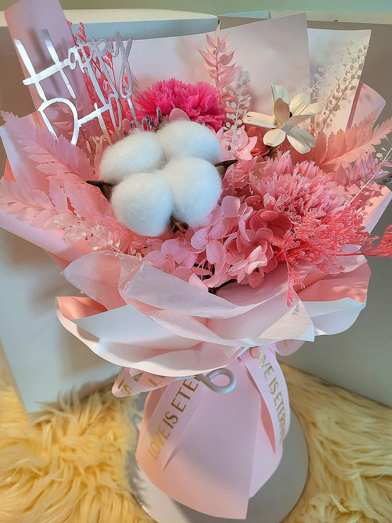 Eternal Blossoms Preserved Pink Carnation Bouquet. Same Day Delivery.