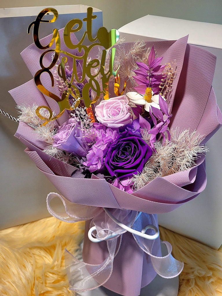 Get Well Soon! High Esteem Preserved Flowers Bouquet. Same Day Delivery