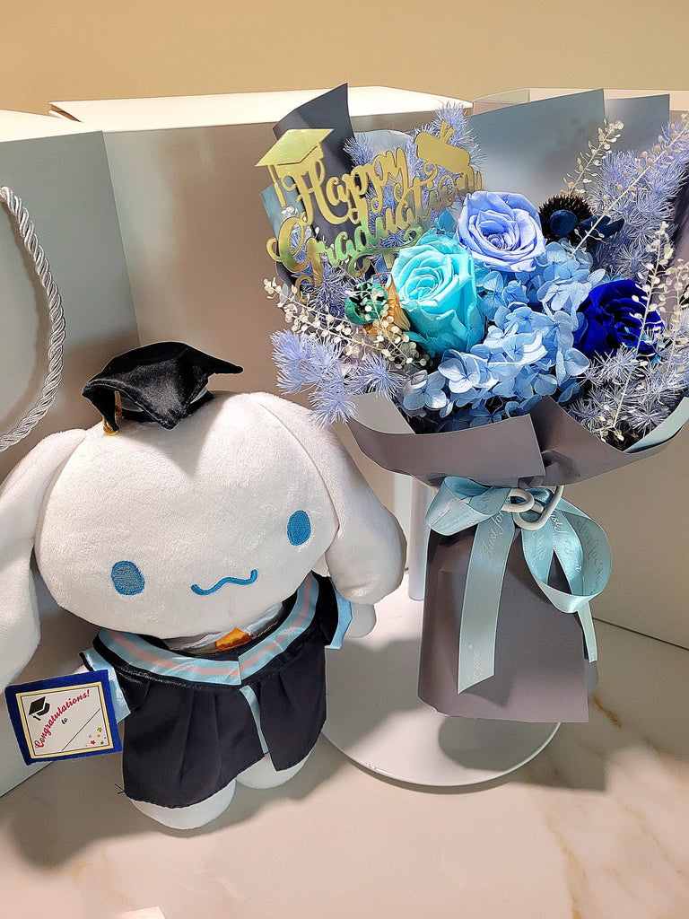 Graduation Bouquet With Big Cinnamoroll Plush. Same Day Delivery.