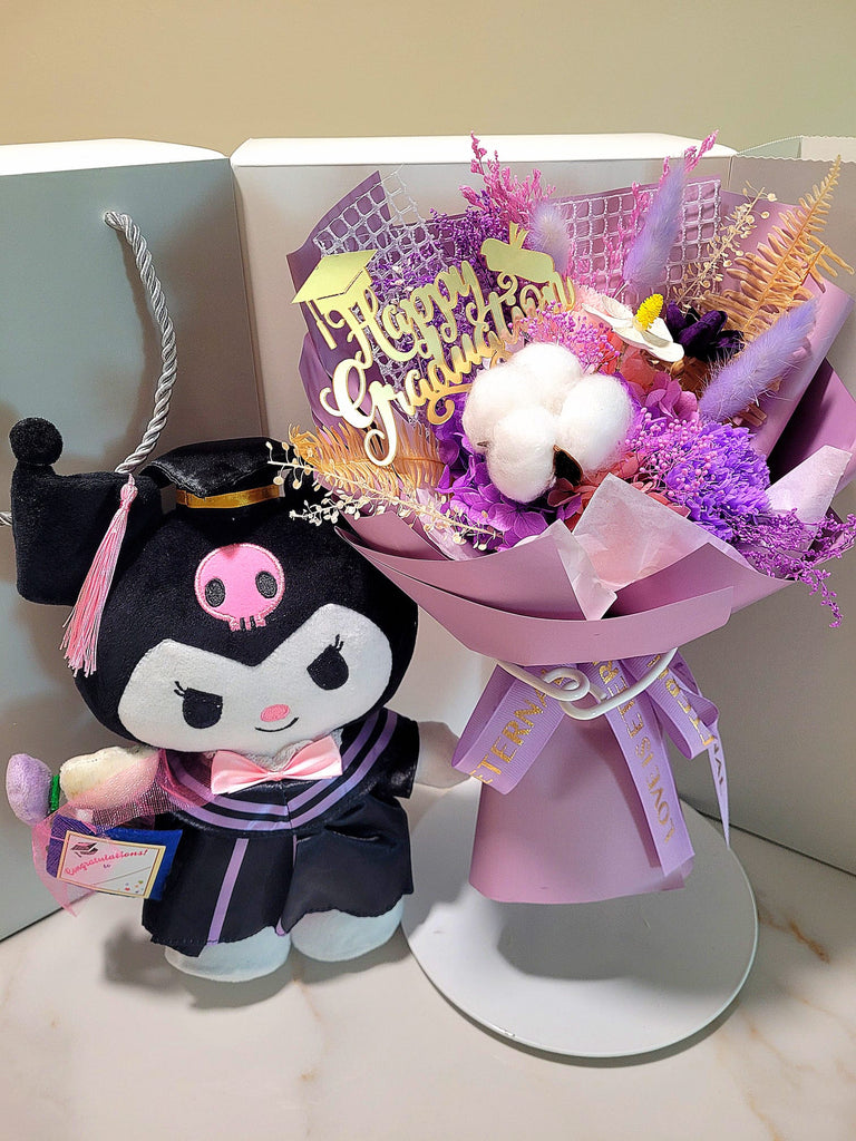 Graduation Bouquet With Big Kuromi Plush. Same Day Delivery.