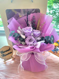 Timeless Romance Purple Preserved Roses Bouquet. 100% High Quality Real Flowers.