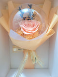 Acrylic Ball Preserved Champagne Rose Flowers Bouquet