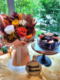 Graduation Bouquet: Eternal Elegance Orange Yellow White Preserved Roses With Teddy Bear.