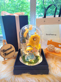Princess Cinderella Preserved Flower Dome With Yellow Roses And Same Day Delivery