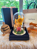 Winnie The Pooh Preserved Flower Dome With Yellow Roses And Same Day Delivery v2