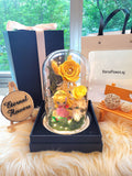 Princess Aurora Preserved Flower Dome With Yellow Roses And Same Day Delivery