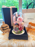 Princess Jasmine Preserved Flower Dome With Pink Roses And Same Day Delivery