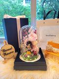 Princess Mulan Preserved Flower Dome With Pink Roses And Same Day Delivery