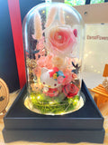 Hello Kitty Preserved Flower Dome With Pink Roses And Same Day Delivery