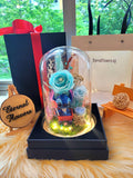 Premium Popmart Stitch Preserved Flower Dome With Tiffany Roses And Same Day Delivery