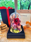 Premium Popmart Stitch Preserved Flower Dome With Red Roses And Same Day Delivery