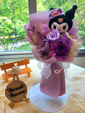 High Esteem Preserved Flowers Bouquet With Kuromi Plush