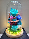 Premium Popmart Stitch With Sunglasses Preserved Flower Dome With Tiffany Roses And Same Day Delivery.