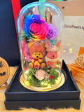 Premium Winnie The Pooh Preserved Flower Dome With Rainbow Roses And Same Day Delivery