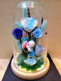 5 Roses Snoopy Preserved Flower Dome (Multi-Blue Theme)