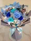 6 Stalks Eternal Elegance Blue Preserved Roses Bouquet