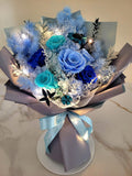 6 Stalks Eternal Elegance Blue Preserved Roses Bouquet