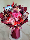6 Stalks Eternal Elegance Red Pink Preserved Roses Bouquet