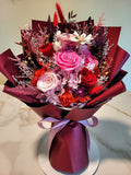 6 Stalks Eternal Elegance Red Pink Preserved Roses Bouquet