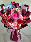 9 Stalks Eternal Elegance Red Pink Preserved Roses Bouquet