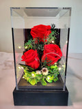 Preserved Red Roses In Acrylic Box. 100% High Quality Real Flowers. Same Day Delivery