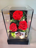 Preserved Red Roses In Acrylic Box. 100% High Quality Real Flowers. Same Day Delivery