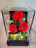 Preserved Red Roses In Acrylic Box. 100% High Quality Real Flowers. Same Day Delivery