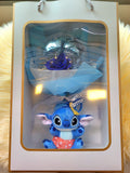 Acrylic Ball Preserved Dark Blue Rose Flowers Bouquet With Stitch Plush