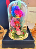 Princess Ariel Preserved Flower Dome With Rainbow Roses And Same Day Delivery