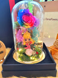 Princess Aurora Preserved Flower Dome With Rainbow Roses And Same Day Delivery