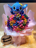 Eternal Blossoms Preserved Baby's Breath Bouquet With Stitch Plush