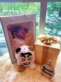 Eternal Blossoms Preserved Baby's Breath Bouquet With High Quality Crayon Shin-Chan Plush Toy and Gold Box. Same Day Delivery.