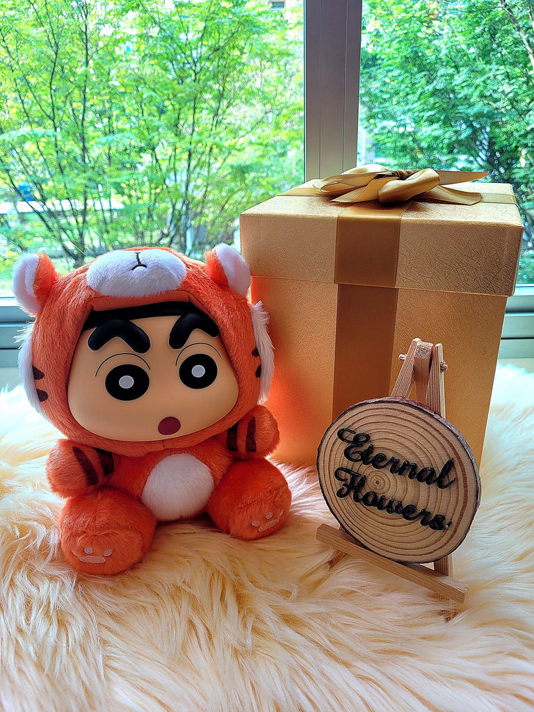 High Quality Orange Series Crayon Shin-Chan Vinyl Plush Toy With Gold Box