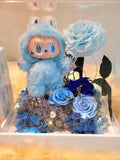 Premium Authentic Labubu Plush & Preserved Flowers In Acrylic Box.