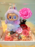 Premium Authentic Labubu Plush & Preserved Flowers In Acrylic Box.