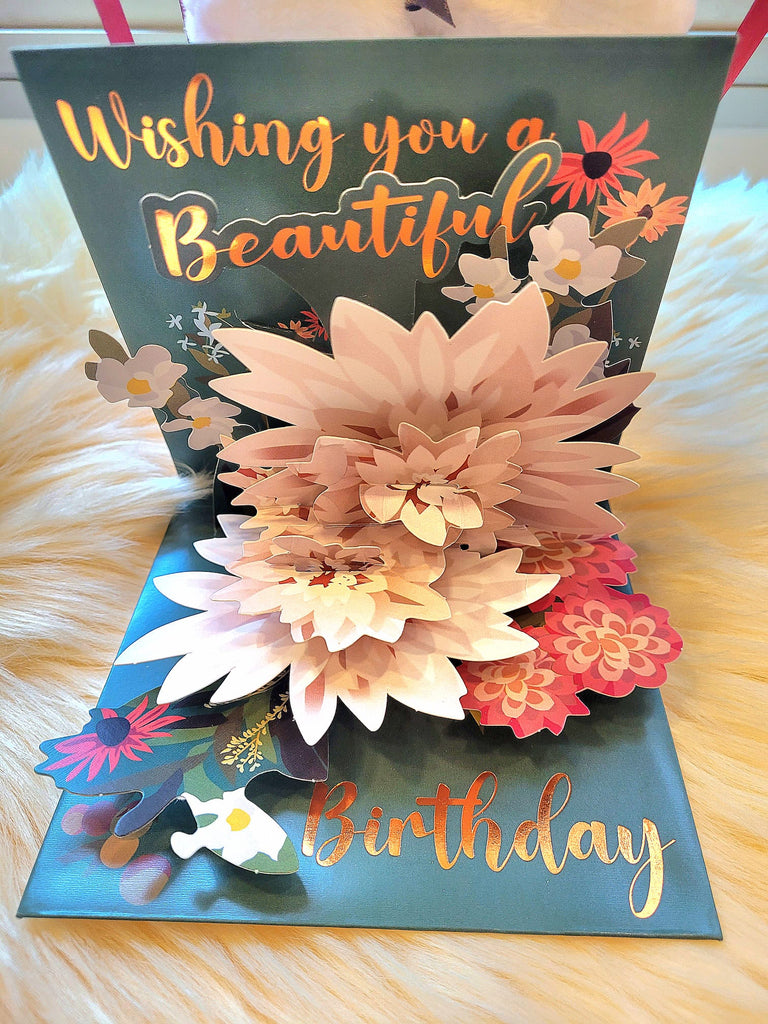 Premium Happy Birthday Card With Flower Design