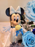 Premium Mickey Mouse or Minnie Mouse & Blue Preserved Roses In Acrylic Box.