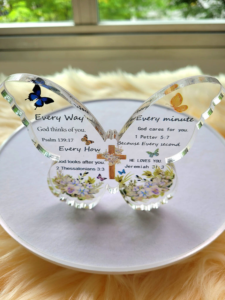 Christian Butterfly Shape Acrylic (Comes with a Premium Present Box)