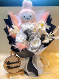 AUTHENTIC MIFFY Plush With Timeless Romance Chanel White Preserved Roses Bouquet