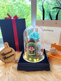 Popmart Chipmunk Swing Series Preserved Flower Dome With Tiffany Roses And Same Day Delivery