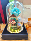 Popmart Chipmunk Swing Series Preserved Flower Dome With Tiffany Roses And Same Day Delivery