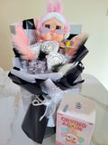 AUTHENTIC CRYBABY Plush With Timeless Romance Chanel White Preserved Roses Bouquet