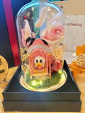 Popmart Daisy Duck Swing Series Preserved Flower Dome With Pink Roses And Same Day Delivery.