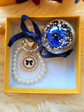 Dark Blue Rose Preserved Flower Charm. Same Day Delivery Available.