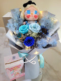 AUTHENTIC CRYBABY Plush with Eternal Elegance Blue Preserved Roses Bouquet